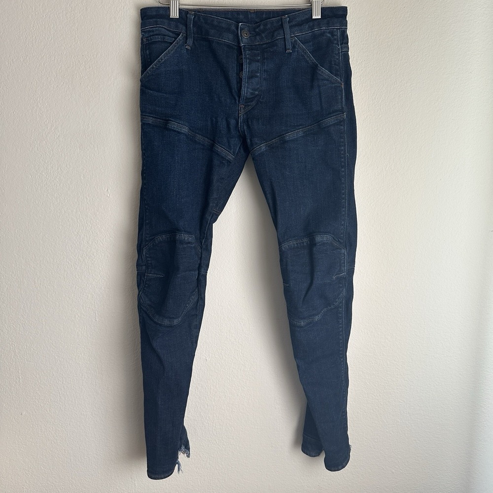 G-Star Raw 5620 Deconstructed 3D Jeans Mens 32x32 Blue Low Tapered Moto Denim
